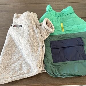 Polartec Gray and Green Dog Pullover Set